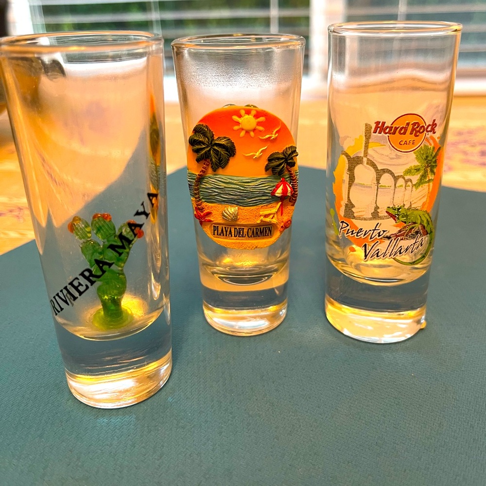 3 Mexico Tall Shot Glasses (set)